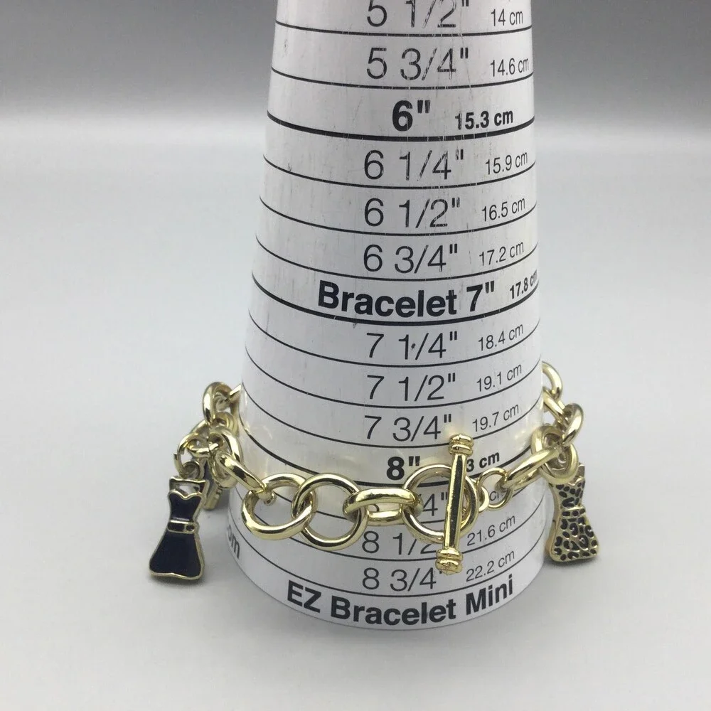 Gold Tone Charm Bracelet Womens Watch 8